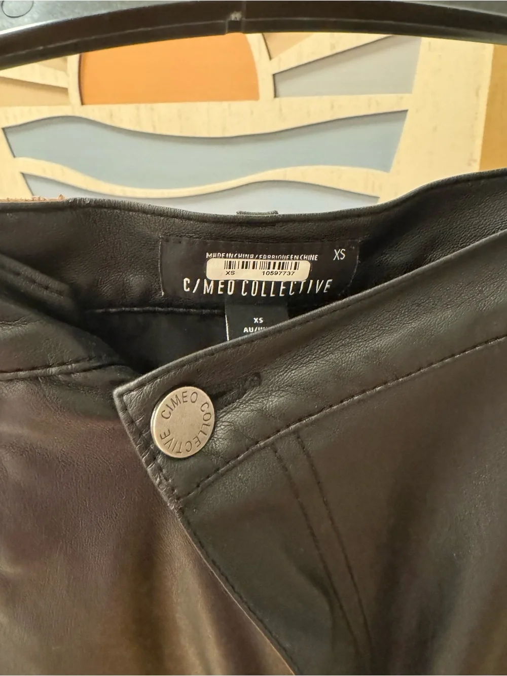C/MEO Collective Black Faux Leather Wrap Skirt